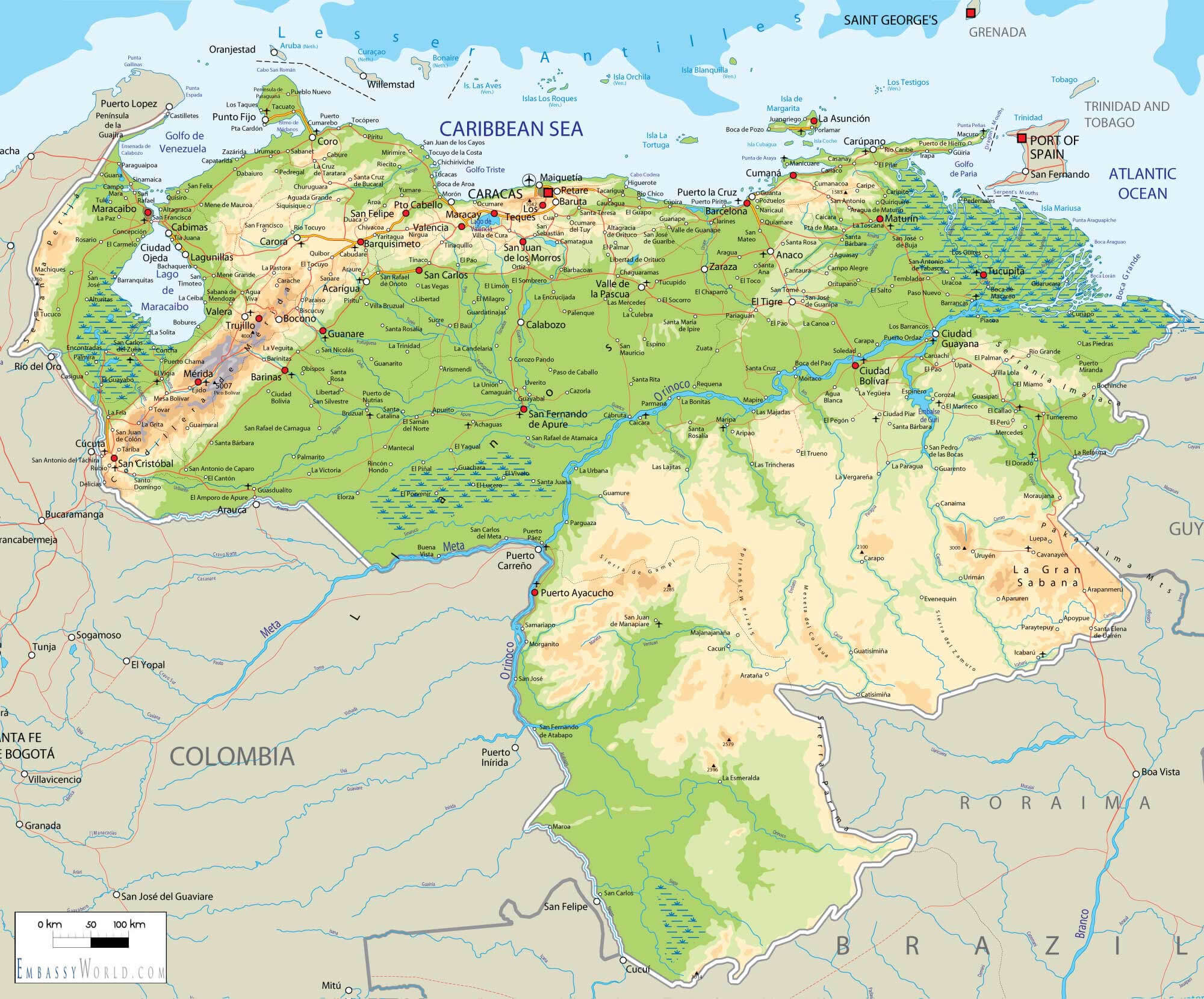 venezuela physikalisch karte